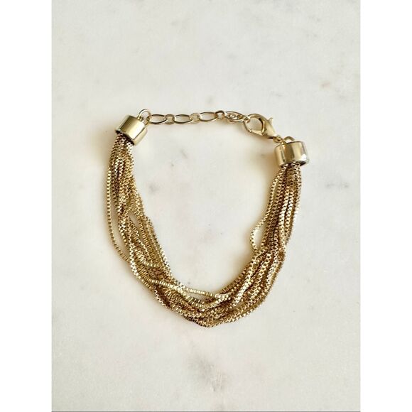 Gold tone multi chain bracelet - Picture 1 of 2